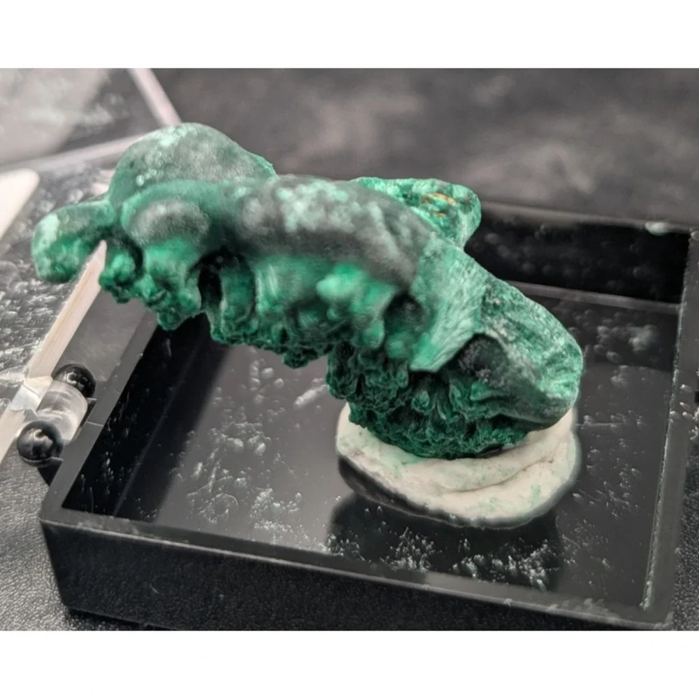 Natural Malachite Mineral Specimen in Display Box | Green Copper Carbonate - Picture 2 of 4